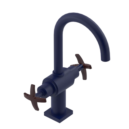 Rubinet Single Hole Dual Handle Lav. Set. (less drain) Midnight Blue