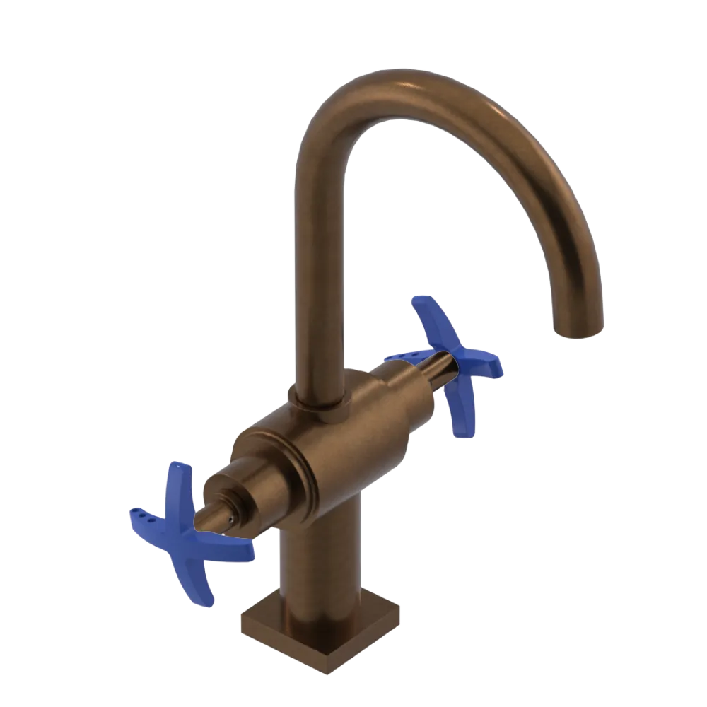 Rubinet Single Hole Dual Handle Lav. Set. (less drain) Tuscan Brass