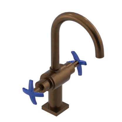 Rubinet Single Hole Dual Handle Lav. Set. (less drain) Tuscan Brass