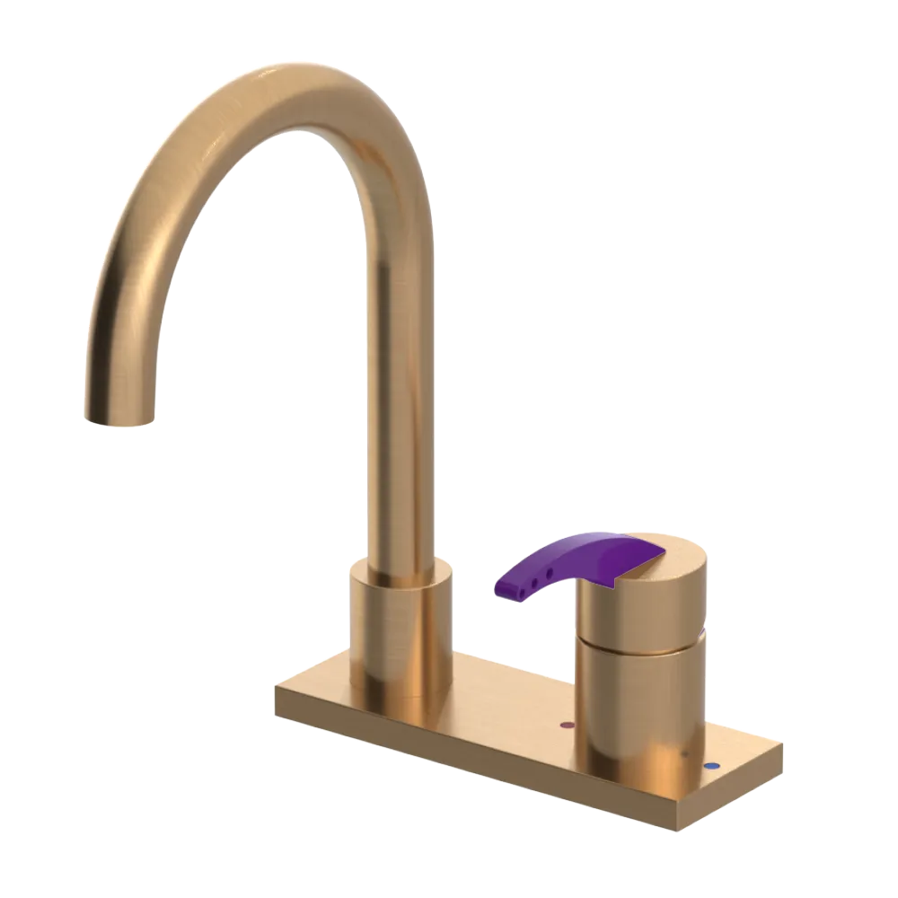 Rubinet 4" Centre Single Control Lav. Set. (less drain) Satin Gold
