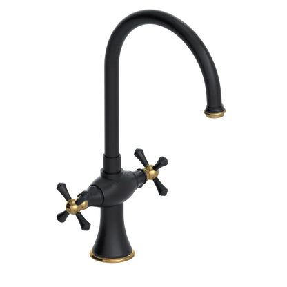 Rubinet Two Handle Single Hole Kitchen Set Matt Black