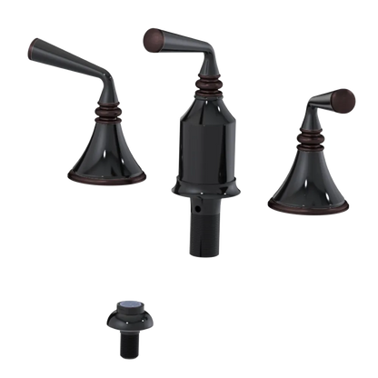 Rubinet Bidet Fitting with Spray, Diverter, and Vacum Breaker (Less Drain) Black