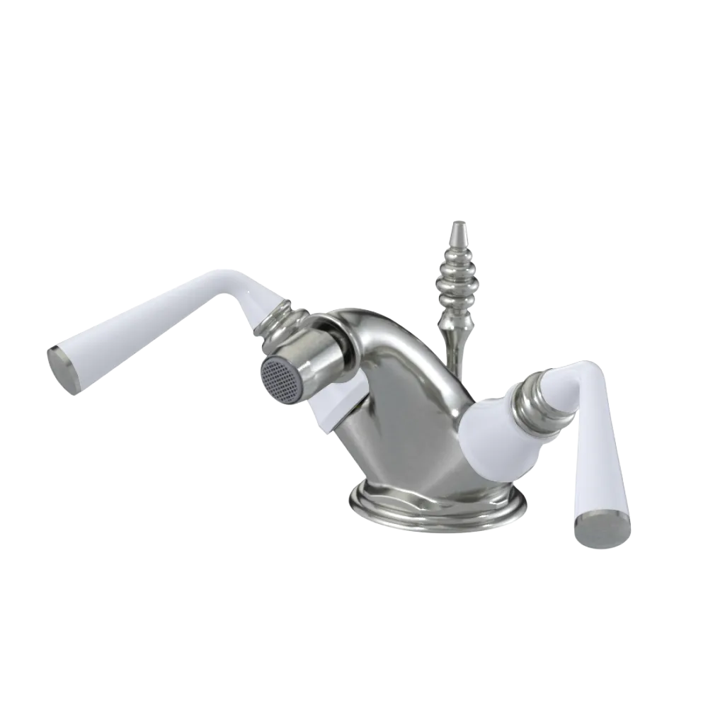 Rubinet Single Hole Dual Handle Bidet Fitting (Less Drain) Satin Nickel