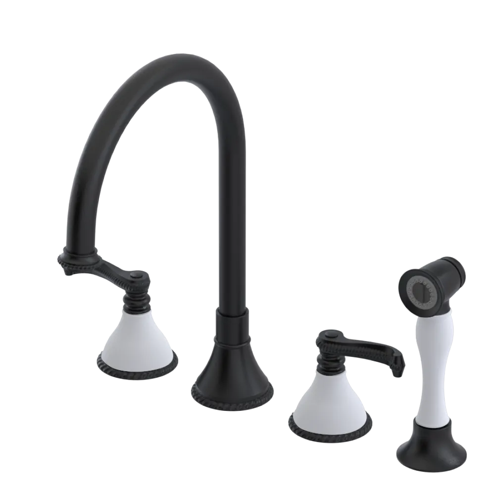 Rubinet Widespread Kitchen Set with Hand Spray Matt Black