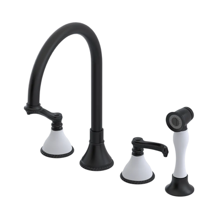 Rubinet Widespread Kitchen Set with Hand Spray Matt Black