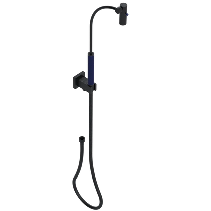 Rubinet Hand Held Shower Bidet with Extended Reach & Dual Function Spray Including Wall Bracket with Supply & Hose (Square) Matt Black