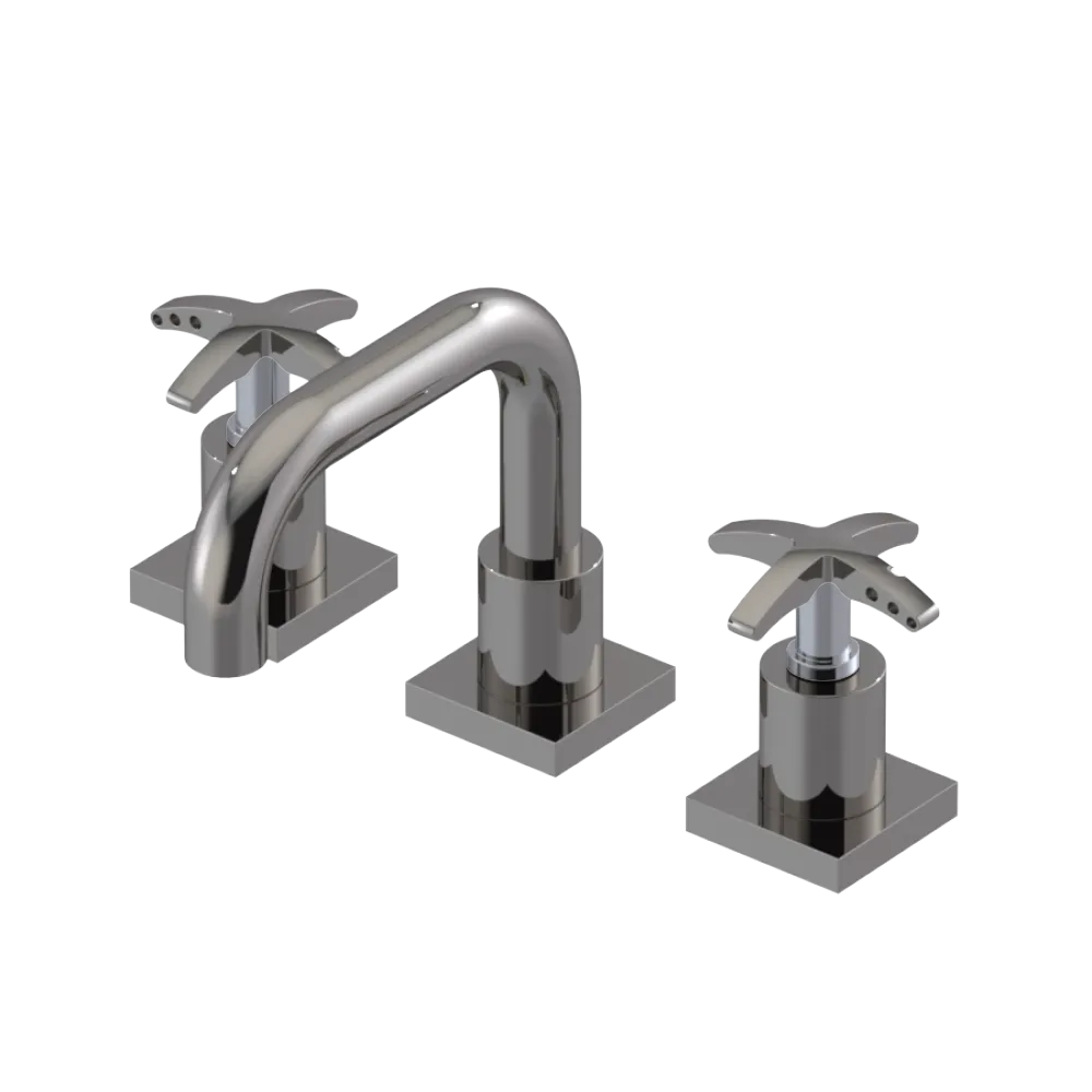 Rubinet Widespread Lav. Set. with Genesis spout (less drain) Polished Nickel