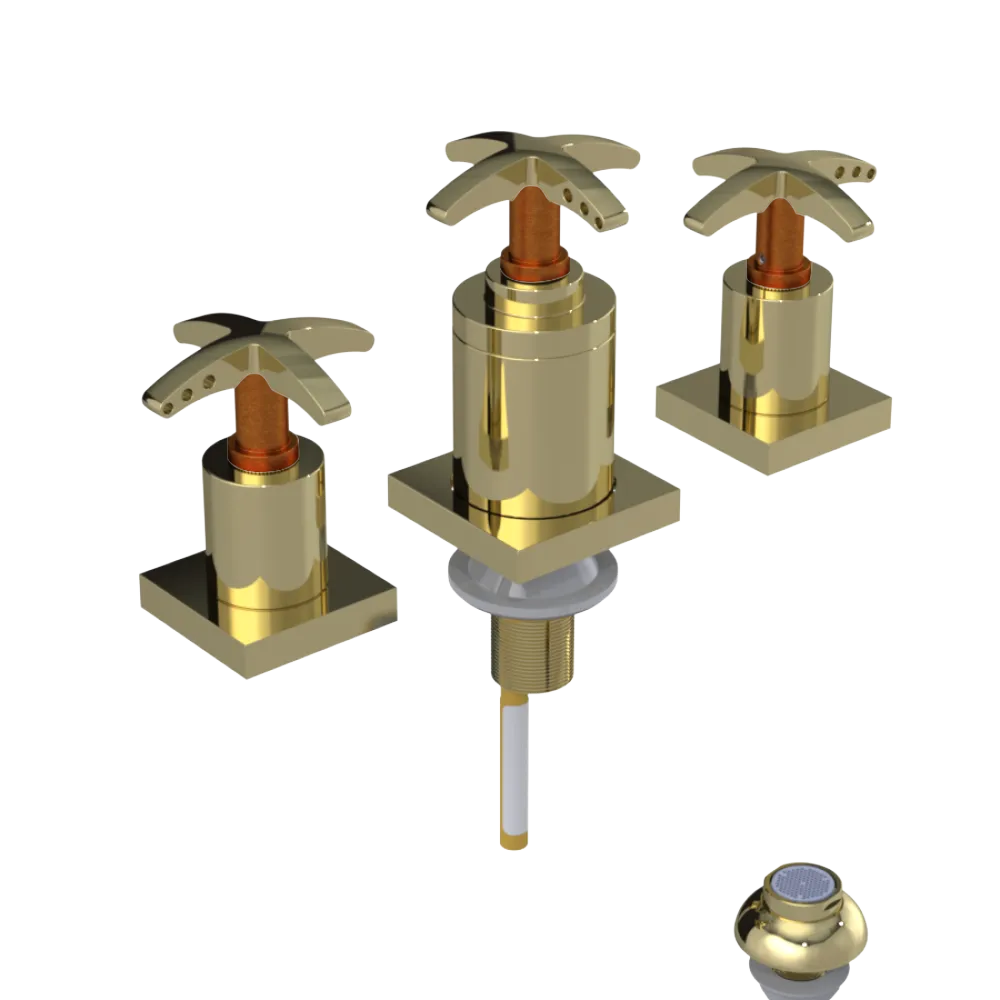 Rubinet Bidet Fitting with Spray, Diverter, and Vacuum Breaker (less drain) Gold