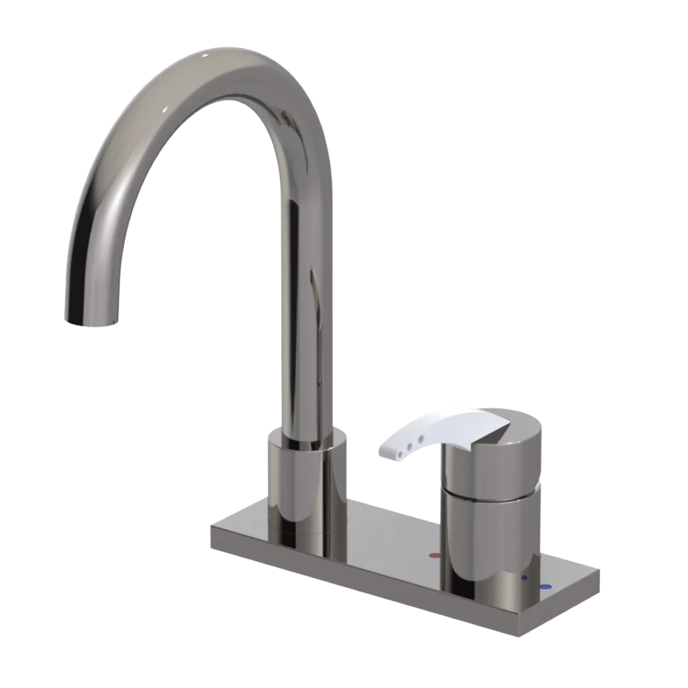 Rubinet 4" Centre Single Control Lav. Set. (less drain) Polished Nickel