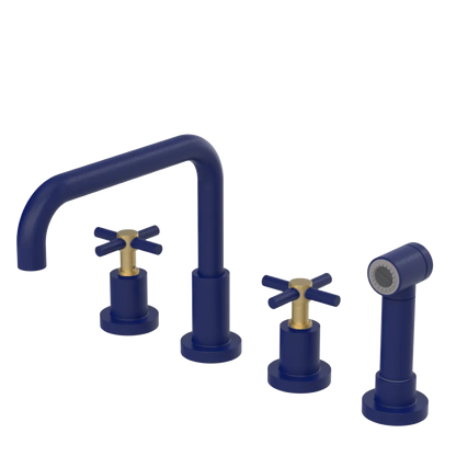 Rubinet Widespread Kitchen Set with Hand Spray Midnight Blue