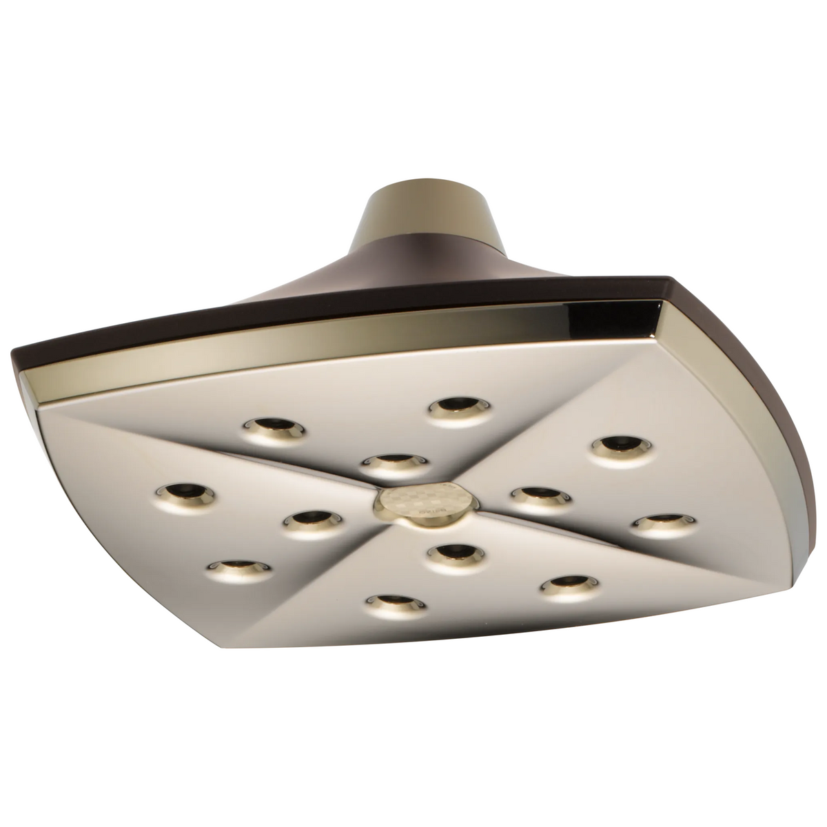 Charlotte H2Okinetic Square Raincan Showerhead - Cocoa Bronze / Polished Nickel