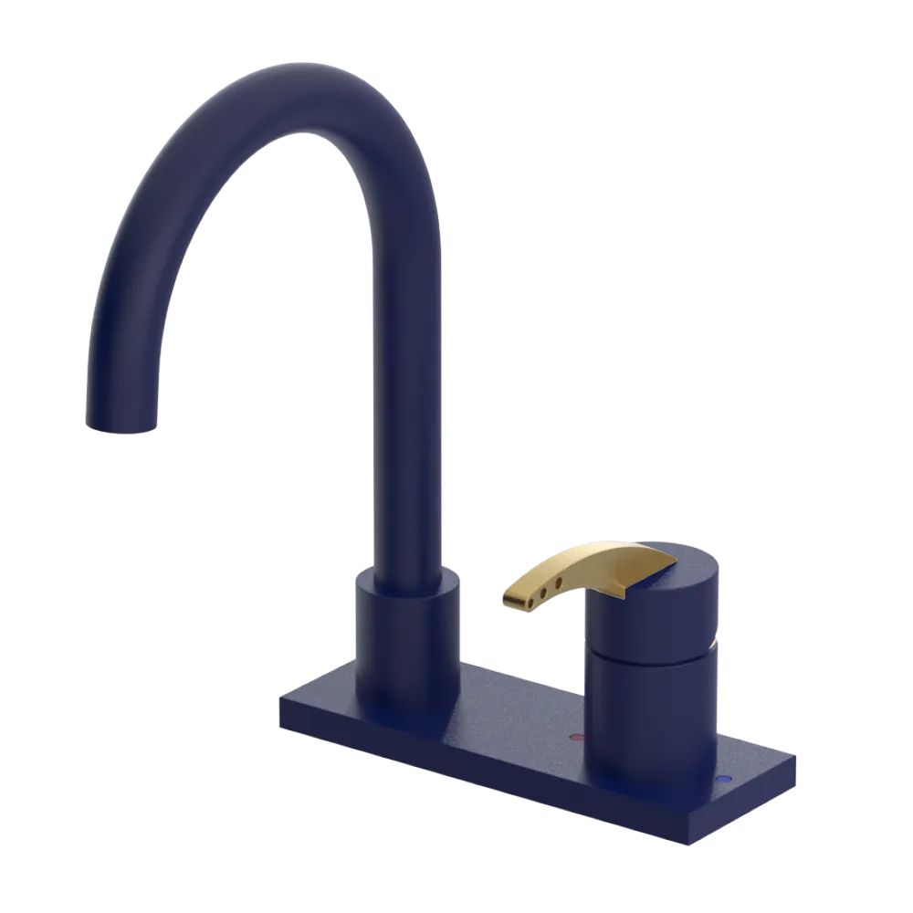 Rubinet 4" Centre Single Control Lav. Set. (less drain) Midnight Blue