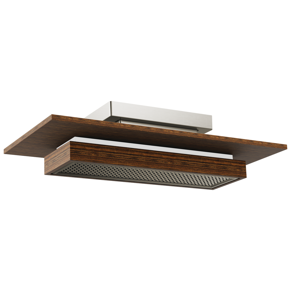 Frank Lloyd Wright Bath Collection by Brizo 21” Single-Function Raincan Shower Head with Integrated Lighting - 1.75 GPM - Brilliance® Luxe Nickel® / Wood