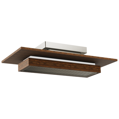 Frank Lloyd Wright Bath Collection by Brizo 21” Single-Function Raincan Shower Head with Integrated Lighting - 1.75 GPM - Brilliance® Luxe Nickel® / Wood