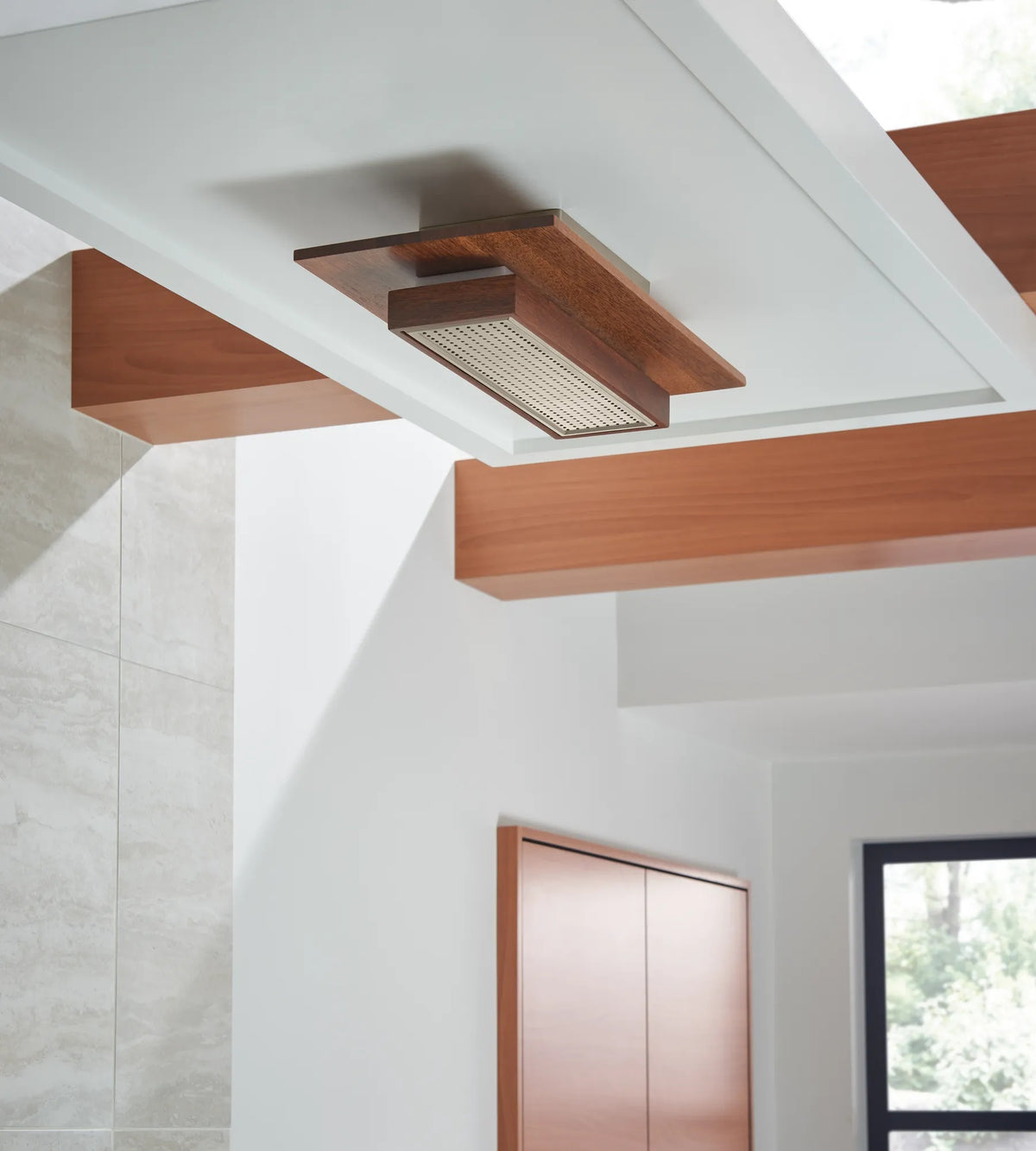 Frank Lloyd Wright Bath Collection by Brizo 21” Single-Function Raincan Shower Head with Integrated Lighting - 1.75 GPM lifestyle