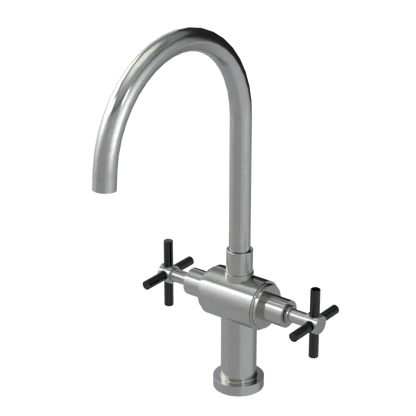 Rubinet Two Handle Single Hole Kitchen Set with LaSalle Spout Satin Nickel