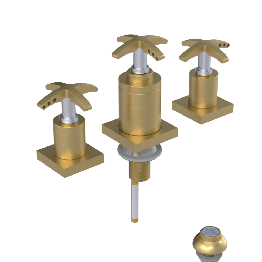 Rubinet Bidet Fitting with Spray, Diverter, and Vacuum Breaker (less drain) Satin Brass