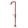 Rubinet Pressure Balance Outdoor Shower with Hand Held Shower & 10" Shower Head (with shelf) - 304 Stainless Steel Maroon