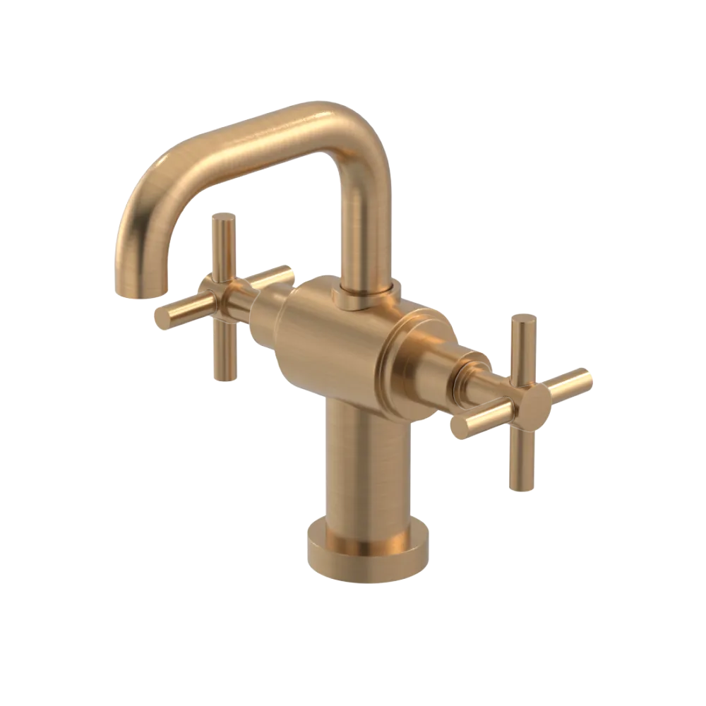 Rubinet Single Hole Dual Handle Lav. Set. (less drain) Satin Gold