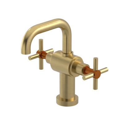 Rubinet Single Hole Dual Handle Lav. Set. (less drain) Satin Brass