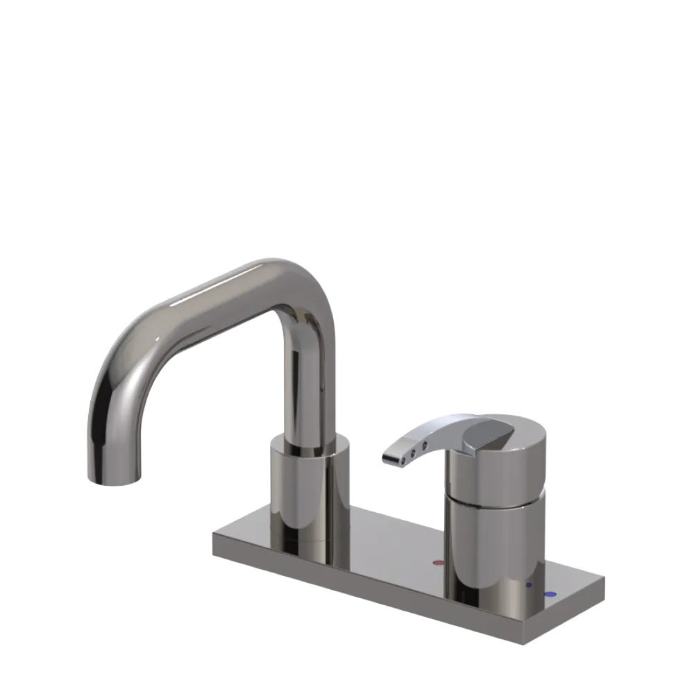 Rubinet 4" Centre Single Control Lav. Set. with Genesis spout (less drain) Polished Nickel