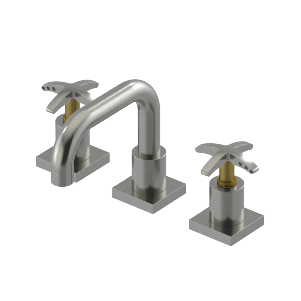 Rubinet Widespread Lav. Set. with Genesis spout (less drain) Satin Nickel