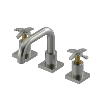 Rubinet Widespread Lav. Set. with Genesis spout (less drain) Satin Nickel