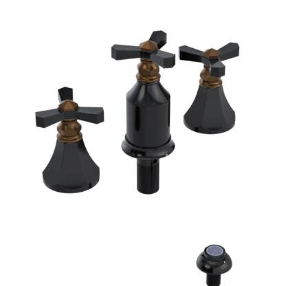 Rubinet Bidet Fitting with Spray, Diverter, and Vacum Breaker (Less Drain) Black