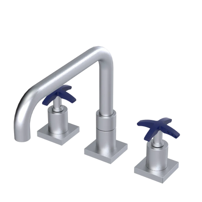 Rubinet Widespread Kitchen Set with Genesis Spout Satin Chrome