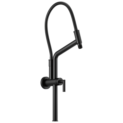 Essential Shower Series 10 7/16" Linear Round Slide Bar Shower Arm And Flange - Matte Black