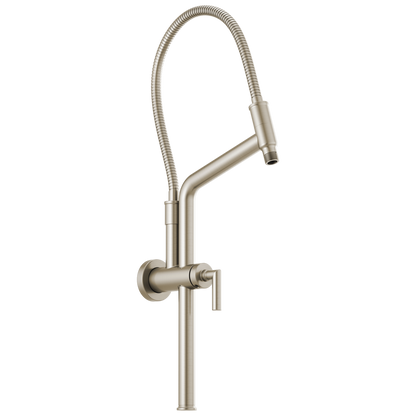Essential Shower Series 10 7/16" Linear Round Slide Bar Shower Arm And Flange - Brilliance® Brushed Nickel