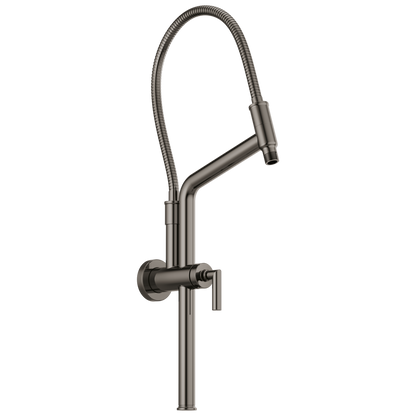 Essential Shower Series 10 7/16" Linear Round Slide Bar Shower Arm And Flange - Brilliance® Black Onyx