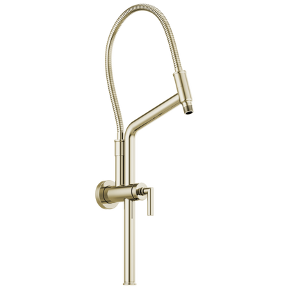 Essential Shower Series 10 7/16" Linear Round Slide Bar Shower Arm And Flange - Brilliance® Polished Nickel