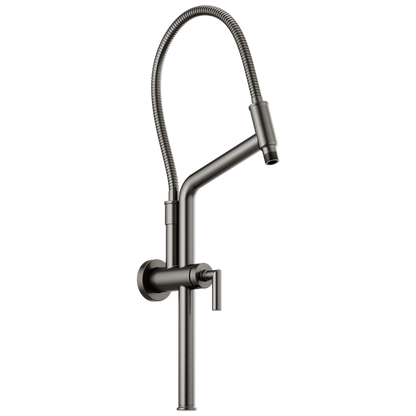 Essential Shower Series 10 7/16" Linear Round Slide Bar Shower Arm And Flange - Brilliance® Luxe Steel®