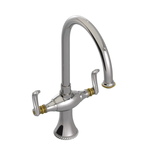 Rubinet Two Handle Single Hole Kitchen Set Polished Nickel