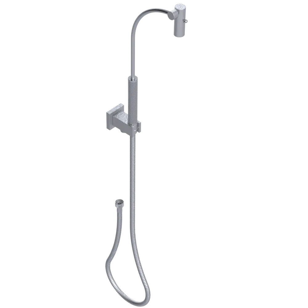 Rubinet Hand Held Shower Bidet with Extended Reach & Dual Function Spray Including Wall Bracket with Supply & Hose (Square) Satin Chrome