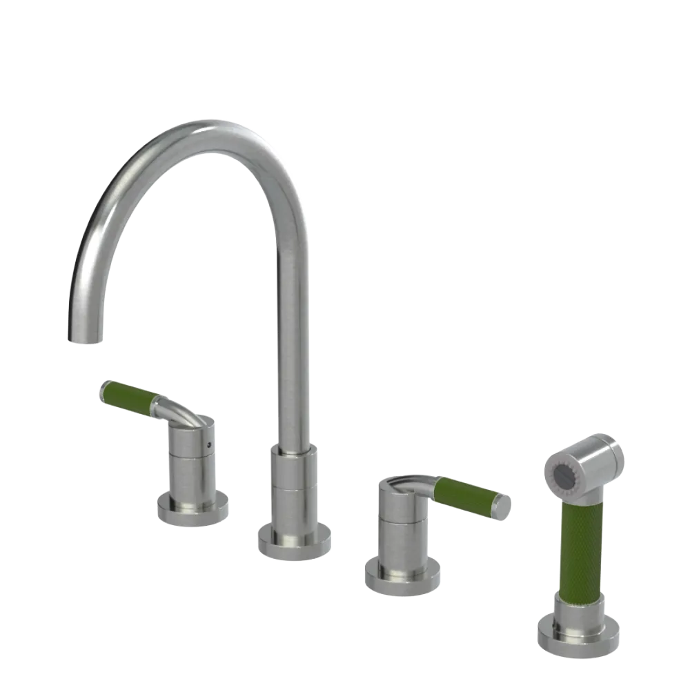 Rubinet Widespread Kitchen Set with Hand Spray Satin Nickel