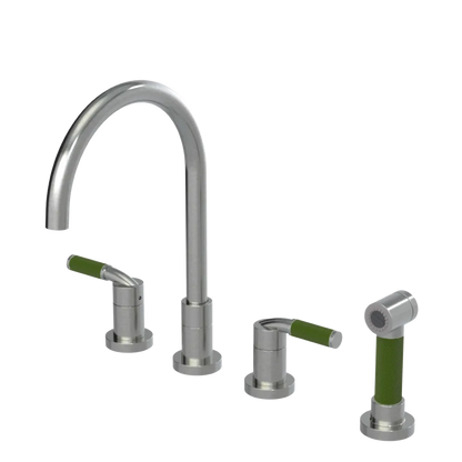 Rubinet Widespread Kitchen Set with Hand Spray Satin Nickel