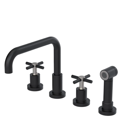 Rubinet Widespread Kitchen Set with Hand Spray Matt Black