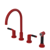 Rubinet Widespread Kitchen Set with Hand Spray Maroon