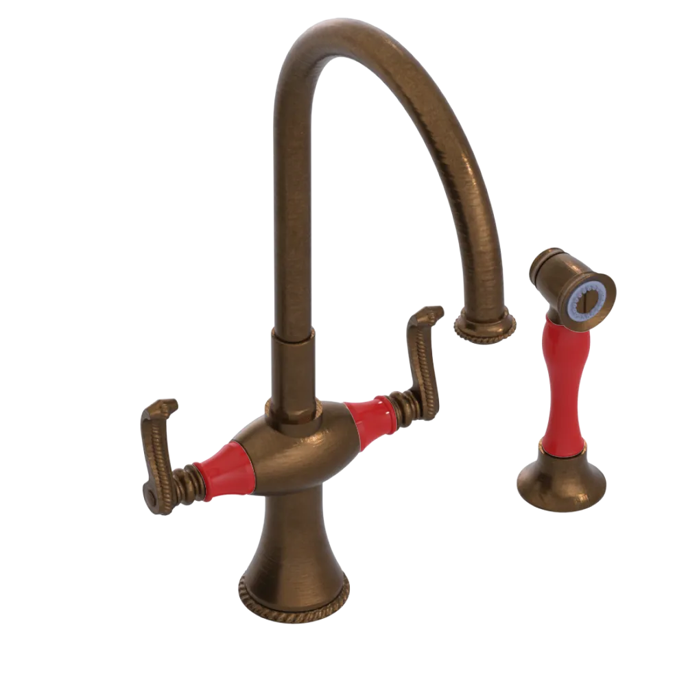 Rubinet Two Handle Single Hole Kitchen Set with Hand Spray Oil Rubbed Bronze