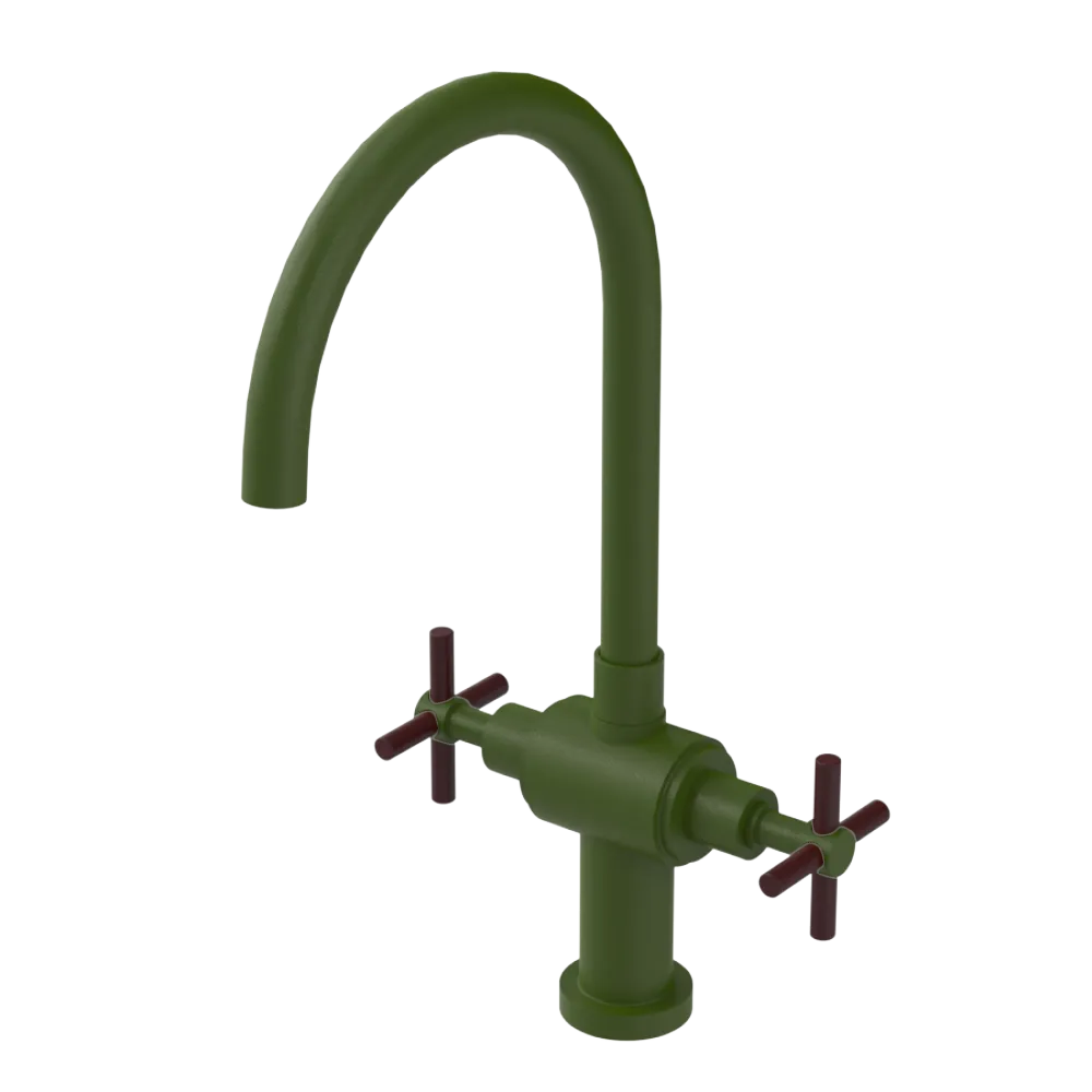 Rubinet Two Handle Single Hole Kitchen Set with LaSalle Spout Green Envy
