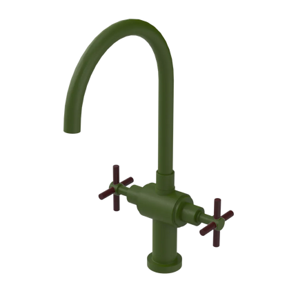 Rubinet Two Handle Single Hole Kitchen Set with LaSalle Spout Green Envy