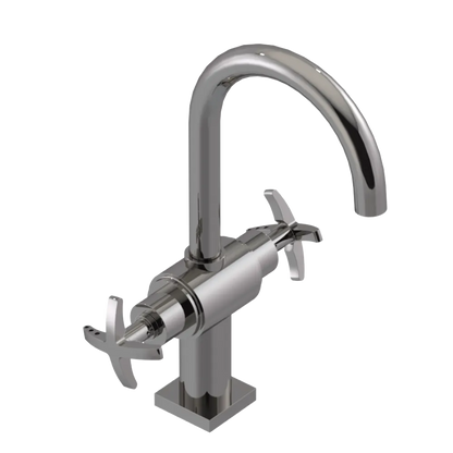 Rubinet Single Hole Dual Handle Lav. Set. (less drain) Polished Nickel