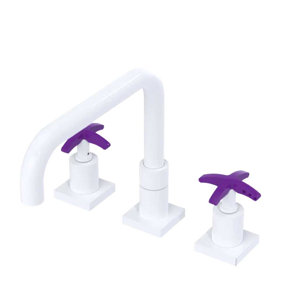 Rubinet Widespread Kitchen Set with Genesis Spout White