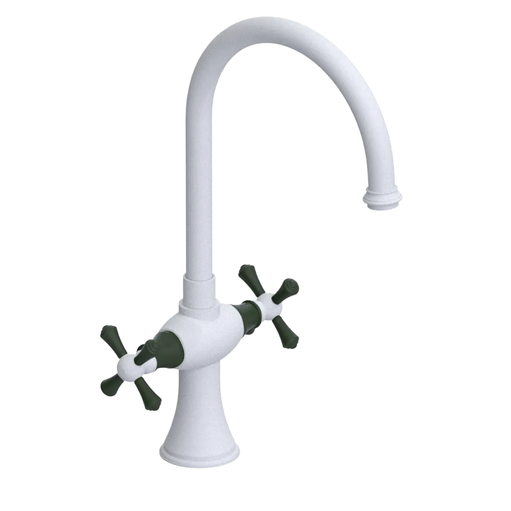 Rubinet Two Handle Single Hole Kitchen Set Matt White