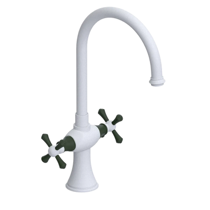 Rubinet Two Handle Single Hole Kitchen Set Matt White