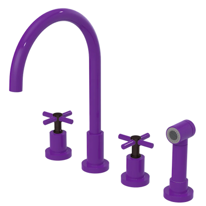 Rubinet Widespread Kitchen Set with LaSalle Spout with Hand Spray Purple Haze