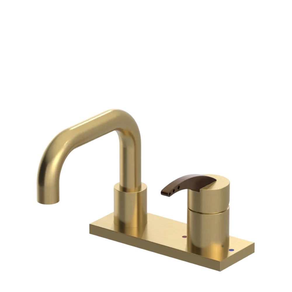 Rubinet 4" Centre Single Control Lav. Set. with Genesis spout (less drain) Satin Brass