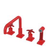 Rubinet Widespread Kitchen Set with Genesis Spout with Hand Spray Red